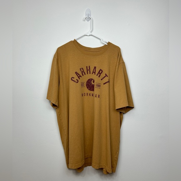 Carhartt Men’s Short Sleeve Crewneck Tee Shirt Work Top Yellow Size 2XL Tall - Picture 9 of 11